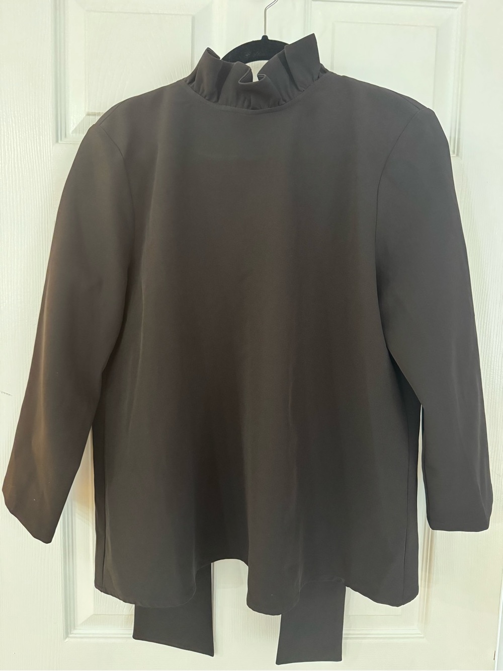 Tuckernuck Black Ruffle Neck Long Sleeve Blouse